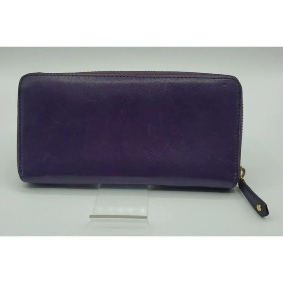 Coach Purple Soft Leather Zip Around Wallet Billfold - Picture 4 of 16